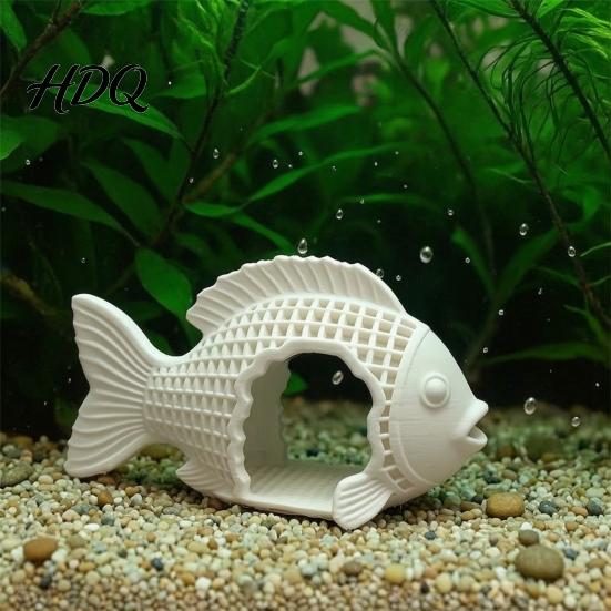 Aquarium Safe Cave 3D Printed Hollow Fish Shape Hideout Decor Breeding Tank Shelter Cave Betta Shrimp Ornament Decor for Landscape Snails