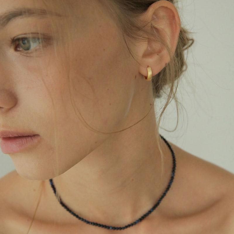 Modernlike 14k Gold-filled Silver Matte Oval One-touch Hoop Earrings