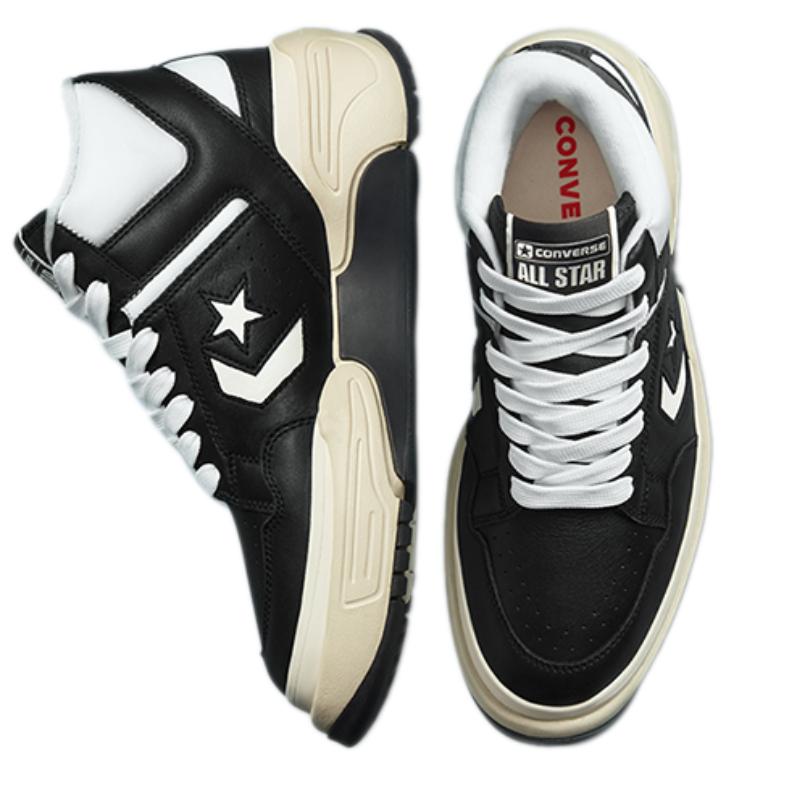 Converse Weapon Series CX Double Layer Cow Leather Comfortable Daily High-top Retro Basketball Shoes Unisex Black White
