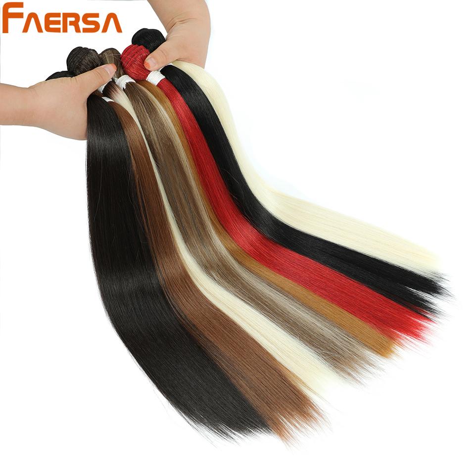 Long Hair Weaving Blonde 613 Bundles Synthetic Straight Ombre Blonde Red Brown High Temperature Fiber Hair Extensions For Women
