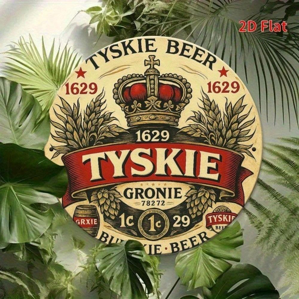 Metal Poster Retro Beer Sign Tyskie Crown 20x20 cm Vintage Pub Wall Decor for Home Bar