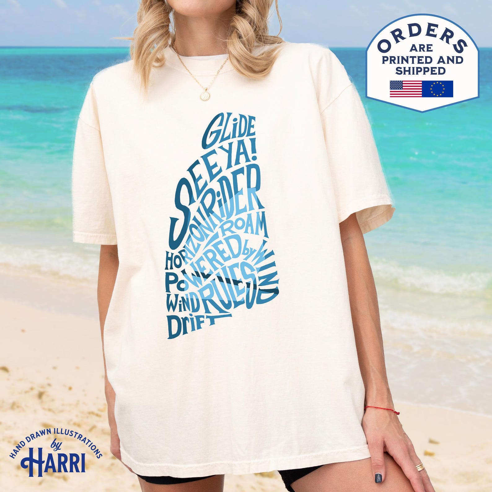 Comfort Colors Windsurfing T-Shirt, Surf Lover Gift L