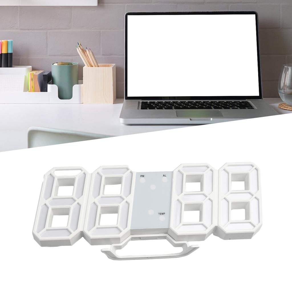 3D Modern Digital LED Wall Clock 24 Hour / 12 Hour Display Timer Alarm Home USB