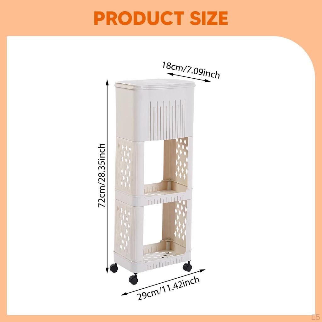 Kitchen Trash Can Garbage Bin with Storage Rack Holder Decor Container Rubbish Narrow