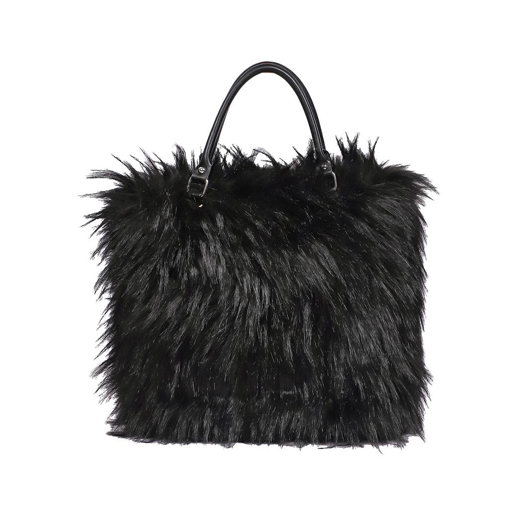 New Autumn Fluffy Faux Fur Shoulder Bag for Women Elegant Soft Plush Large Crossbody Bag High Quality Shopping Handbags