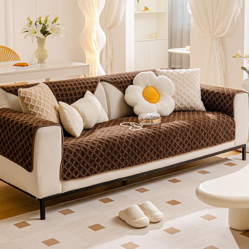 

Plush Sofa Cover Anti Cat Scratch Sofa Cloth Winter Sofa Cushion Anti Slip Cover Sofa Towel Suitable for Living Room Bedroom 60x60