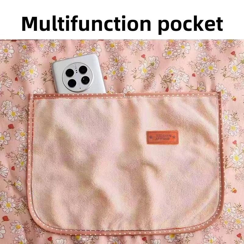 1Pcs Floral Apron with Pocket Wipe Hands Household Kitchen Cooking Antifouling Breathable Cleaning Sleeveless Aprons Gadgets