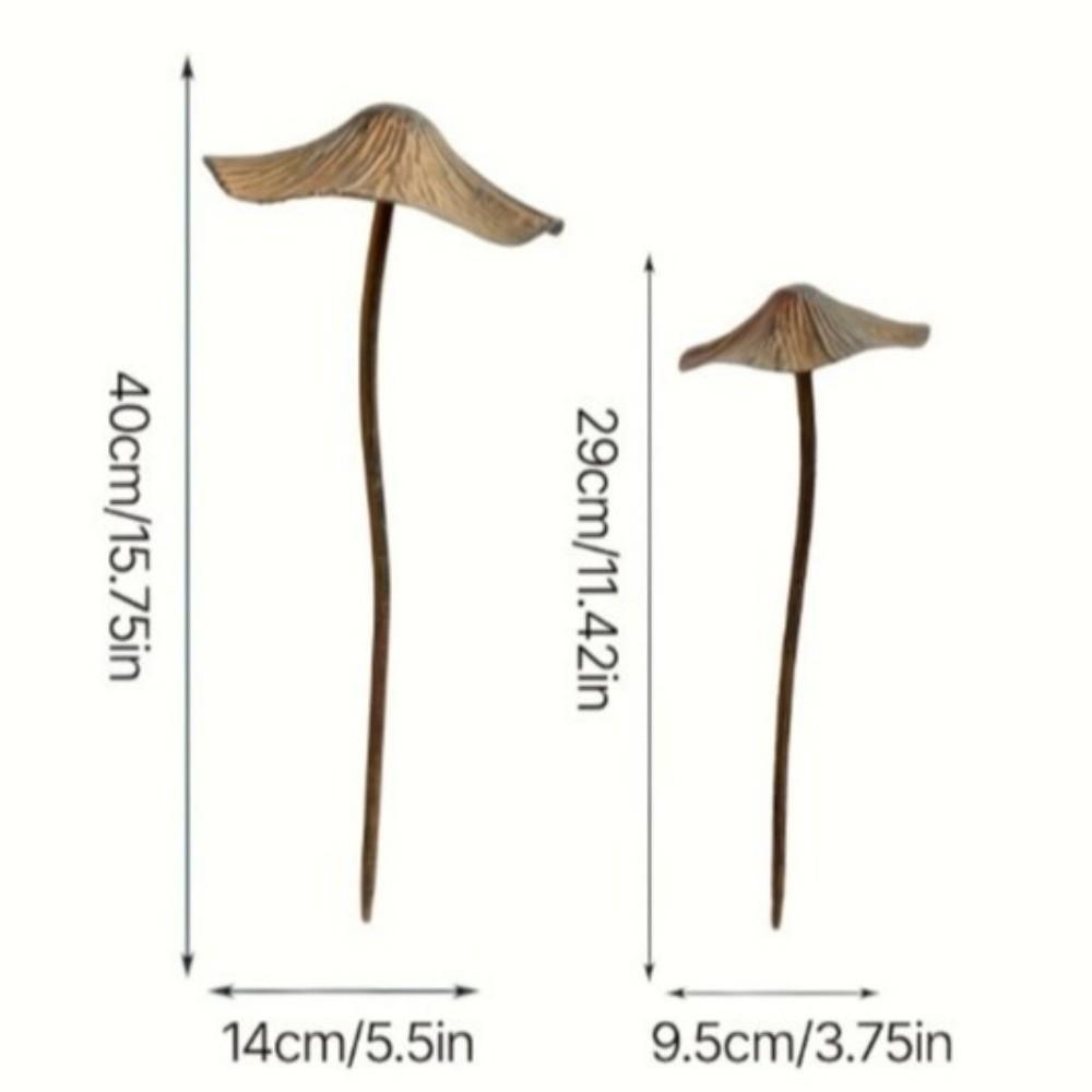 2PCS Handmade Mushroom Garden Stake Retro Style Mushroom Ornaments Rusty Mushroom Plaque  Yard