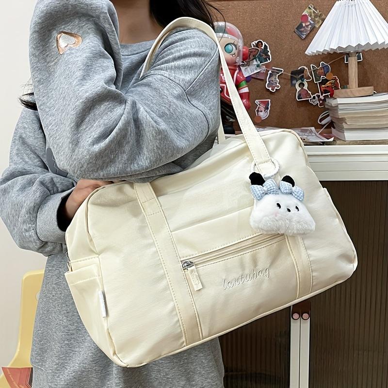 Chic Nylon Tote Bag for Women Lightweight, Large Capacity, Casual Korean-Style Fitness & Travel Shoulder Bag with Zipper