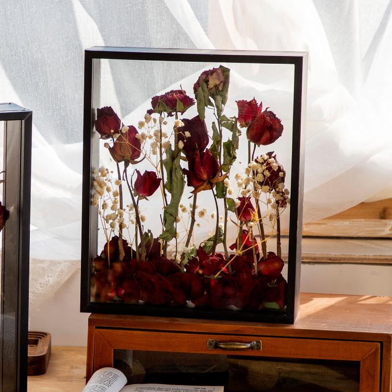 Handmade 3D Eternal Flower Frame: Baby's Breath & Rose Dried Floral Decoration