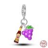 New 925 Silver Fashion Beer Champagne Red Wine Glass Drink Charms Beads Fit Original Bracelet DIY Jewelry Gift