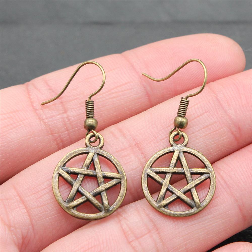 25 Styles Vintage Antique Bronze Plated Moon Sun Star Dangle Drop Earrings For Women Inspired Statement Wiccan Jewelry Gift