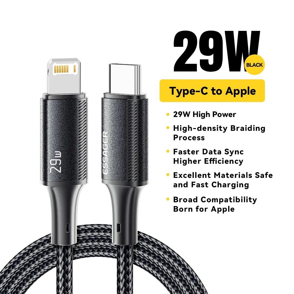 

Essager Type C Cable For 14 13 12 11 Pro Max XS Xr PD 29W Fast Charge Charger Lightning Wire Cord For iPad Macbook 1m