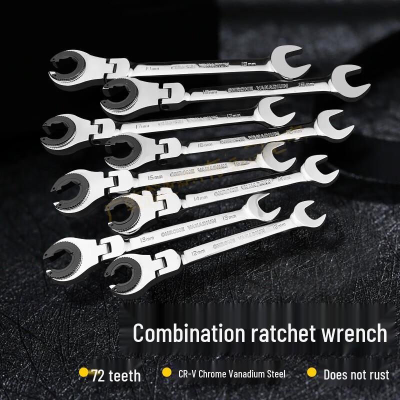 12mm Flexible Head Open-End Ratchet Wrench