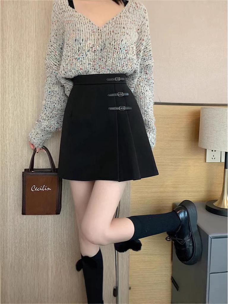 Stylish Retro Plaid Wool Mini Skirt for Plus Size Women - Korean Trendy Design