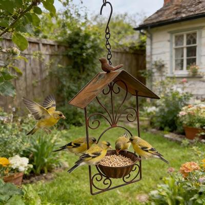 Garten Vogelhäuschen Garten Regensicher Wildvögel Schale Terrasse Vintage Specht Futterspender für Finken Blaumeise Außen Hinterhof Terrasse