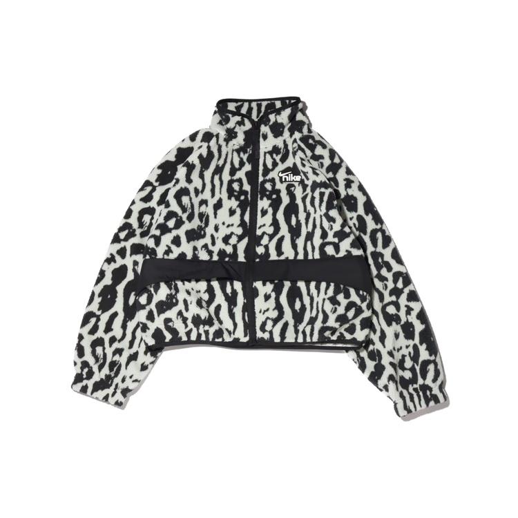 (WMNS) Nike Sportswear Sherpa Stay Warm Animal Print Printing Stand Collar Jacket Smoke Gray Women s CU6592-070 M