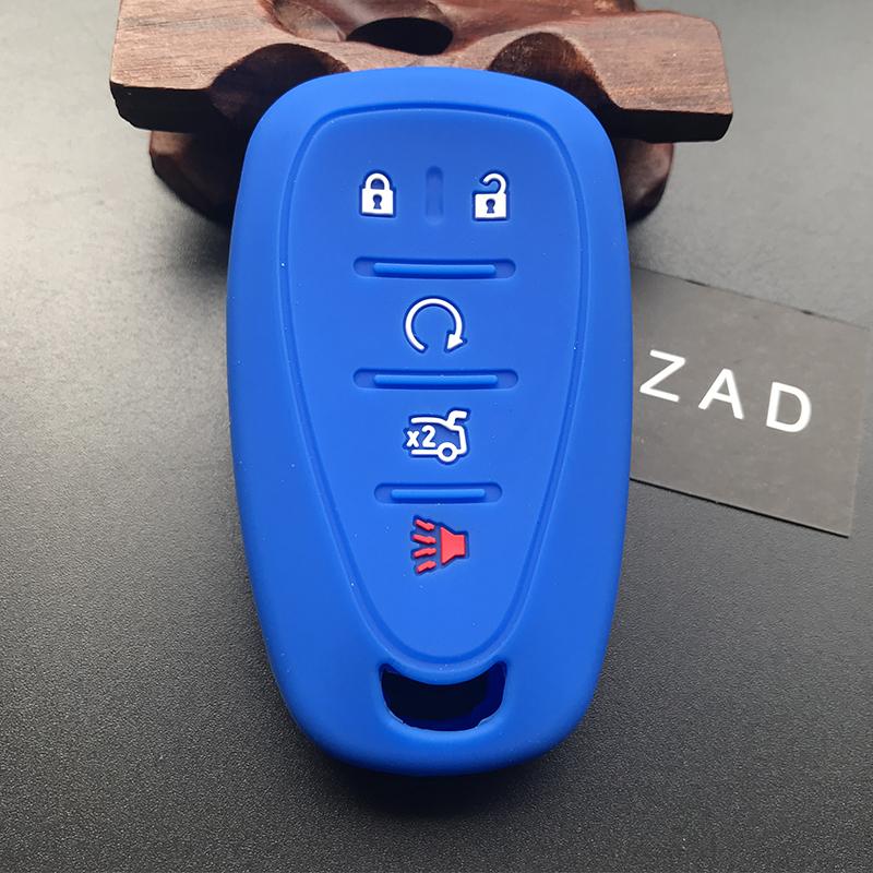 ZAD Silicone Car Key Cover Case For Chevrolet Cruze 2016 Malibu XL Camaro 5 button Smart Remote Key Case Jacket FOB