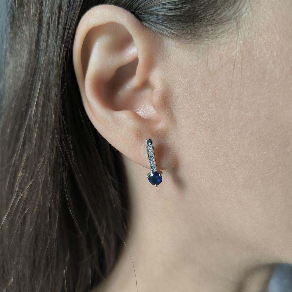 Серебряные серьги с сапфиром nano 0.899ct, фианитами (2195016)