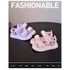 New Spring/Summer Kids' Open-Toe Beach Sandals - Adorable Bear Print Girls' Sandals with Hook & Loop Closure