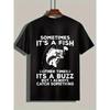 Men's Casual Novelty T-Shirt with Geometric Fish Design - Soft ,  Short Sleeve - Perfect for Summer & Outdoor Activities