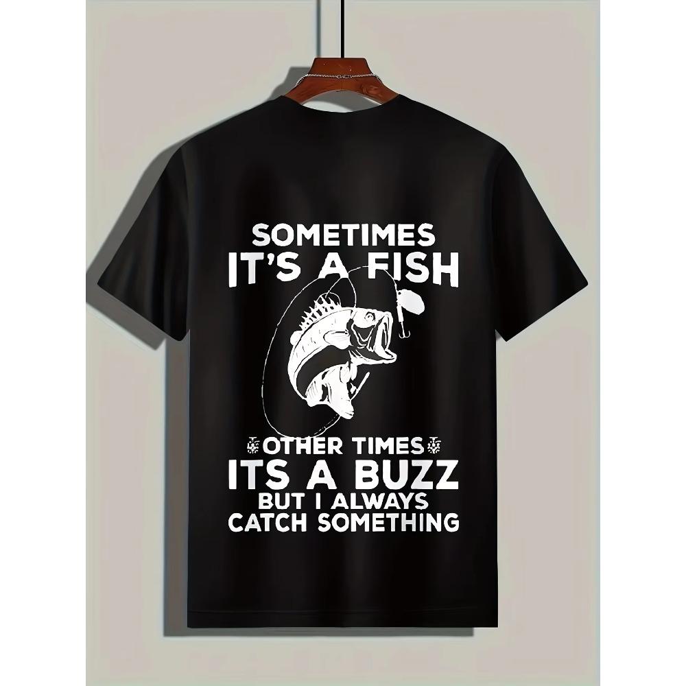 

Мужская повседневная футболка с оригинальным геометрическим рисунком рыбы - Мягкая, с коротким рукавом - Идеально подходит для лета и активного отдыха S чёрный