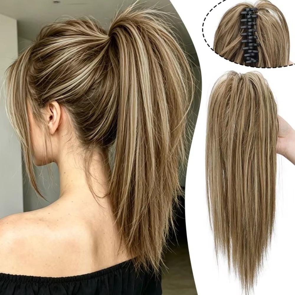 Ciocche per coda di cavallo in fibra sintetica con clip, mezza acconciatura, nuova extension per capelli per donna