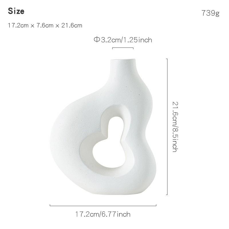 Nordic Simple Irregular White Shape Ceramic Vase Creative Home Dining Table Living Room Bedroom Dry Flower Decor Accessories 1Pc