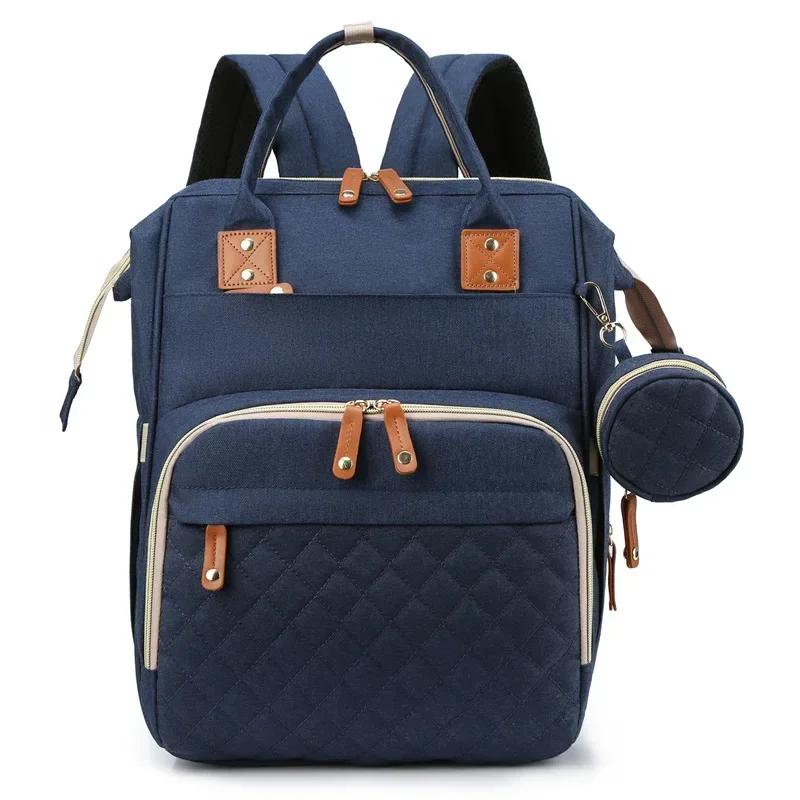 

Mummy Backpack With Foldable Crib Soft Mattress Multifunctional Mommy Bags Baby Bottle Insulation Storage Bags Diaper Organizer A2