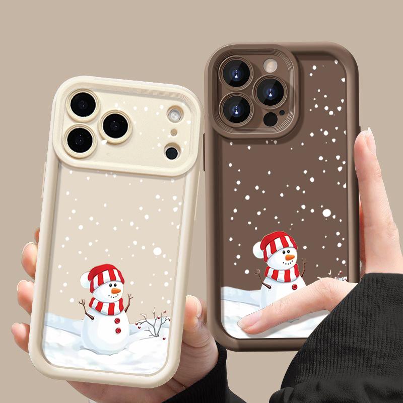 Christmas Snowman Soft TPU Phone Case For iPhone Air 16e 17 16 15 14 Pro Max 13 12 Pro 15 16 14 Plus Shockproof Silicone Cover