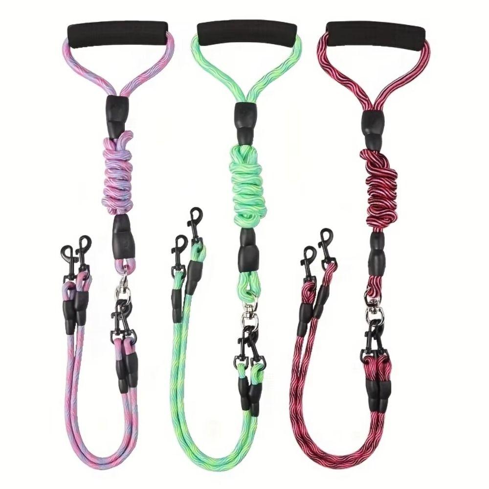 Wave Pattern Double Head Dog Rope Removable Dual Dog Leash Two Dog Lead Rope  Outdoor Walking