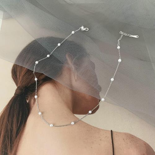Vintage Perlen-Choker-Halsketten für Damen Mode Zweilagige Kette Kleiner Liebesherz-Anhänger Halskette Schmuck Geschenk Großhandel