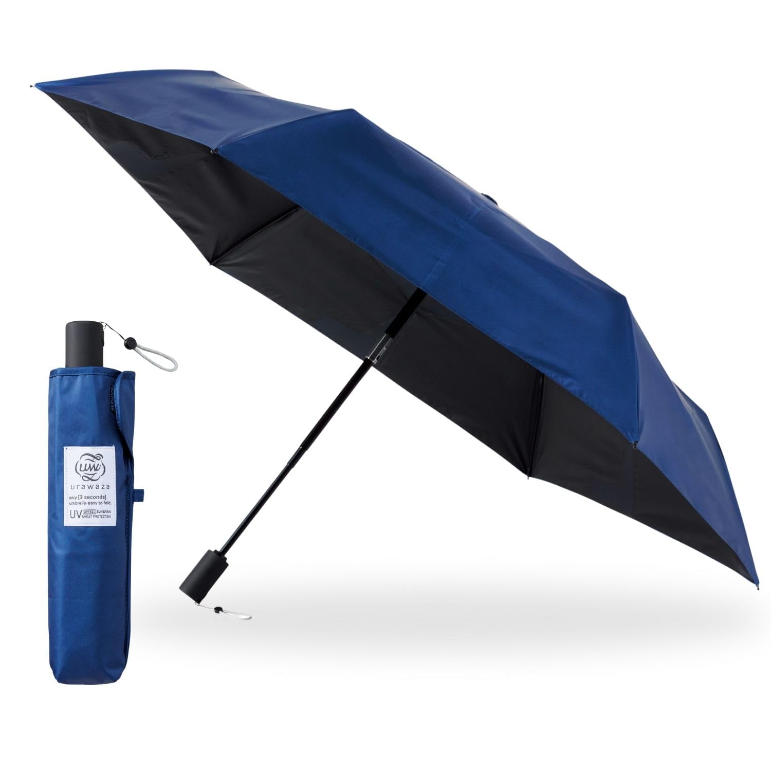 

Зонт, складывающийся в 3 раза, автоматическое открытие и защита от тепла, света и УФ-лучей для солнечной и дождливой погоды, форма, легко складывающиеся спицы, синий [Moonbat] секунды, ураваза,