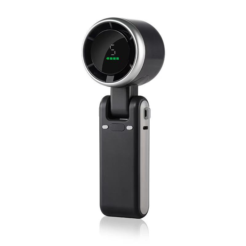 N607 Turbo Handheld Fan: High-Speed, Digital Display, Neck-Hanging, USB Charging, Portable, Folding Design 59.5*52*172 mm чёрный