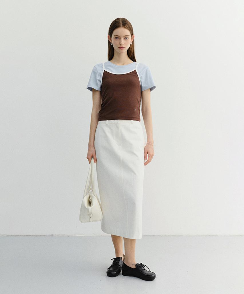 Deonseuteu H-Line Cotton Long Skirt_Udsk6B223_Off White