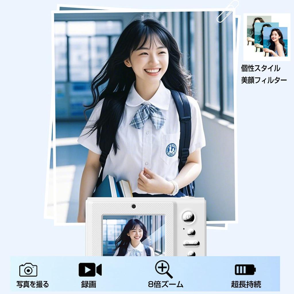 Compact digital camera! Dual-camera front and rear, 68 million pixels, 128GB memory card included, ideal for beginners (C1N)