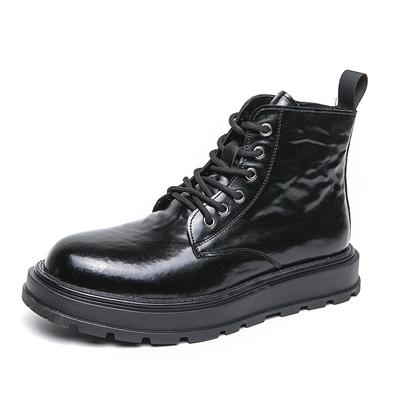 Fashion Luxury Original Motorcycle Boots with Lace Up Round Toe Boots Waterproof and Non Slip Cowboy Boot Formal High Top Leather Shoes