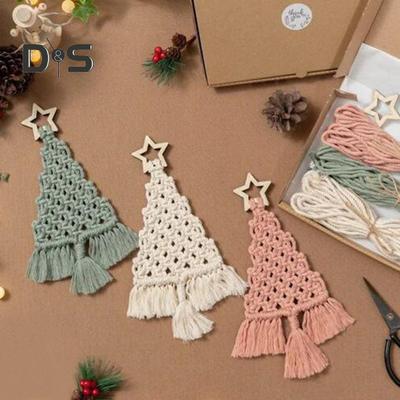 Kit Albero di Natale Macramè Fai da Te Set Intreccio Corda di Cotone Maglia a Mano Boho Natale Kit Decorazione Nappe per Principianti