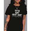 Women's "Sister Aunt Great-Aunt" Print Tee Polyester Crew Neck Short Sleeve Regular Length All-Season Casual Top