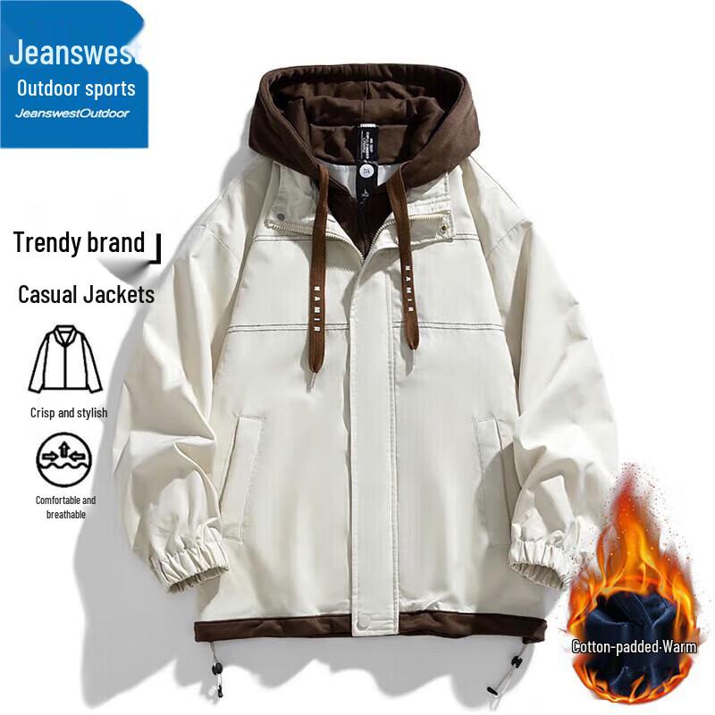 

Jeanswest Men s Hooded Fleece Lined Windproof Outdoor Jacket 4XL