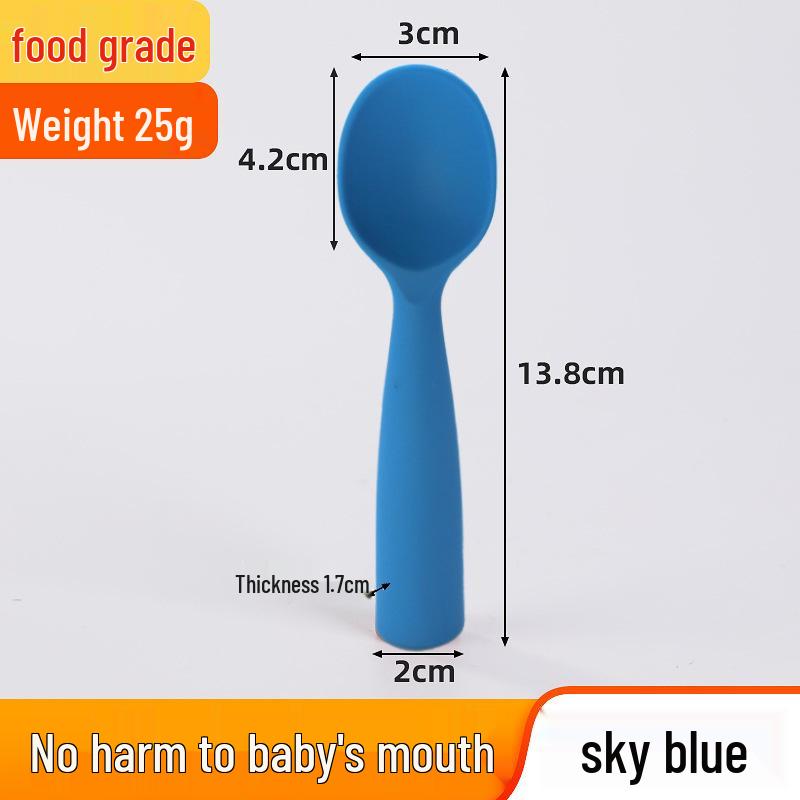 Baby Feeding Training Spoon - Silicone Long Handle for Infant Eating