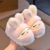 Chaussures d'Hiver en Coton Lapin pour Enfants Filles, Mignonnes et Chaudes, Doublées Polaire, Usage Domestique Parent-Enfant, Bébé Chaussures en Coton Épaisses Antidérapantes