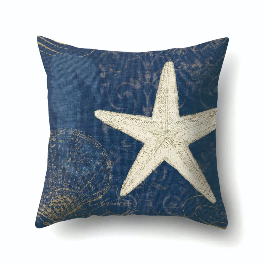 Vintage Marine Cushion Cover Peach Skin Pillowcase Sofa Cushion Pillowcase Suitable for Living Room Car Pillowcase