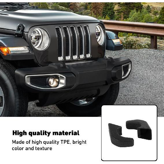 Lkip Tow Hook Covers for Jeep Wrangler 4XE JL JK & Gladiator JT (2007-2025) - Rubber Sleeve Protectors for Front Bumper, Exterior Accessories(Black)