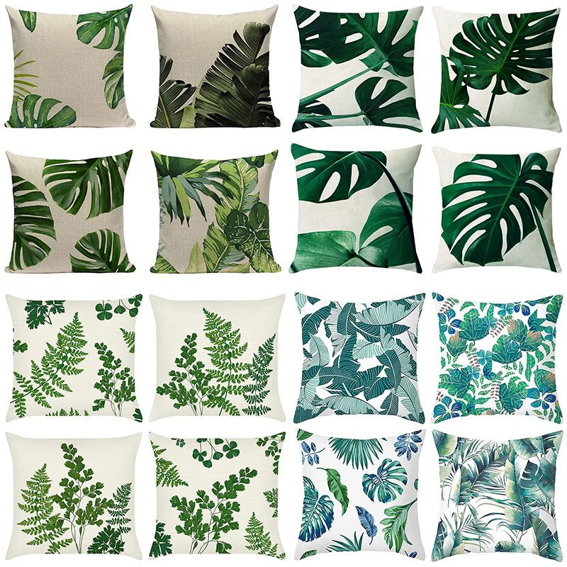 New Nordic Green Plant Printed Pillow Case Sofa Pillow Leaf Series Decorative Pillow Linen