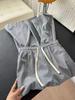 Comfortable Grey Striped Cotton Drawstring Pants for Short People - Thin, Casual, with Summer Pockets
