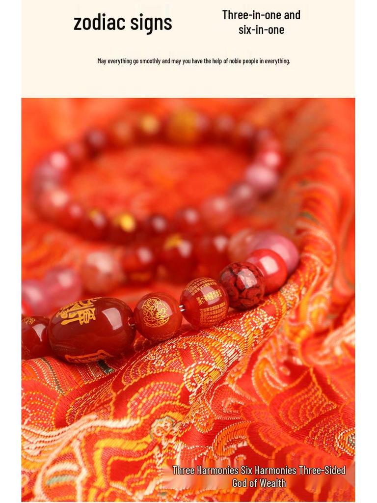 2025 Year of the Snake Crystal Cinnabar Bracelet - Tai Sui, Wealth God & Heart Sutra Charm for Men and Women