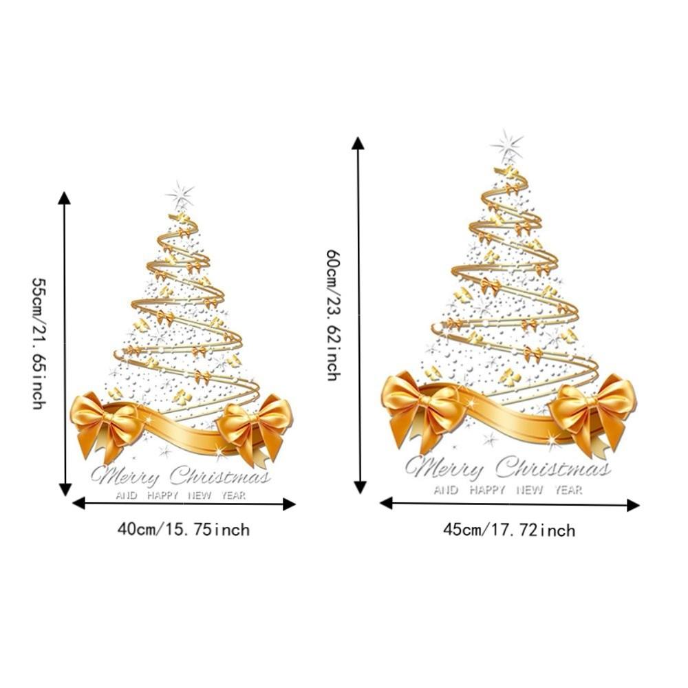 Star Bow Design Golden Christmas Tree Window Stickers Christmas Glass Door Stickers Showcase