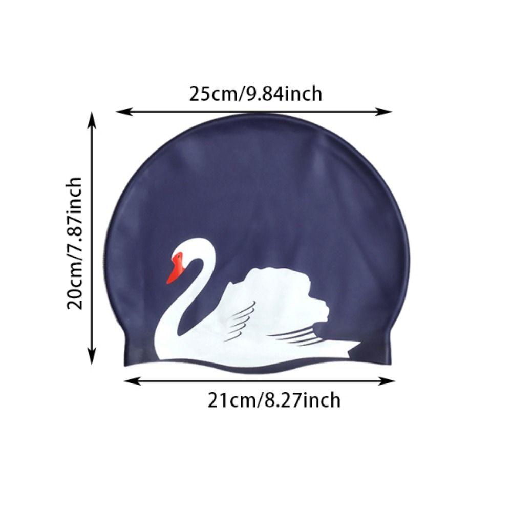 Plus Size Swimming Cap Printed Pattern Ear Protection Bathing Caps Elastic Anti Slip Silicone Swim Cap For Long Short Hair