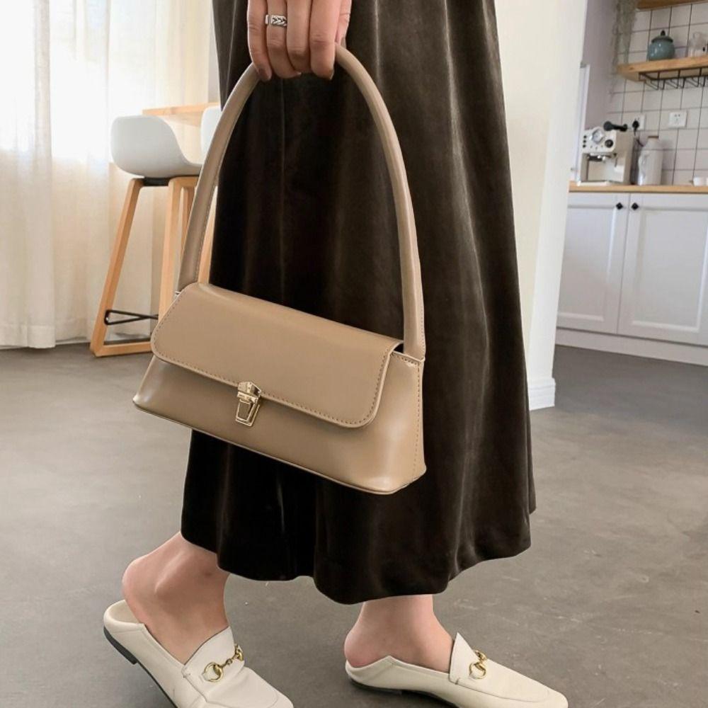 Vintage Underarm Bag Handbag PU Leather Shoulder Bag Leisure Rectangle Armpit Bag Girls